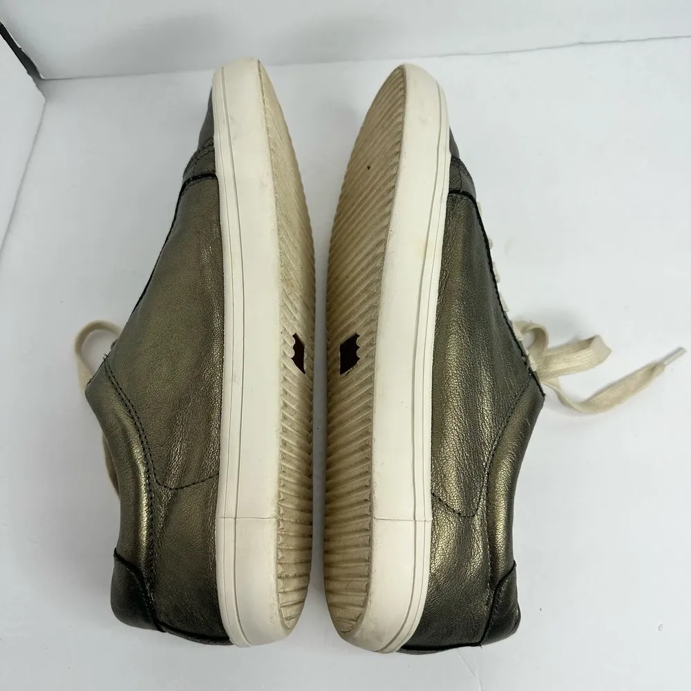 Frye Womens Size 8.5 Kerry Low Top Metallic Gold Pewter Leather Sneakers Shoes - Image 10