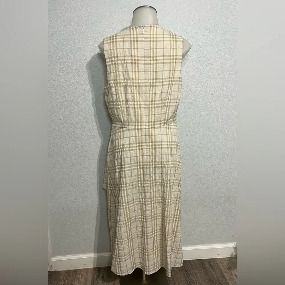 NWT Alex Marie Maria O-Ring Belted Faux-Wrap Dress
Size 8 Khaki Ivory - Image 5