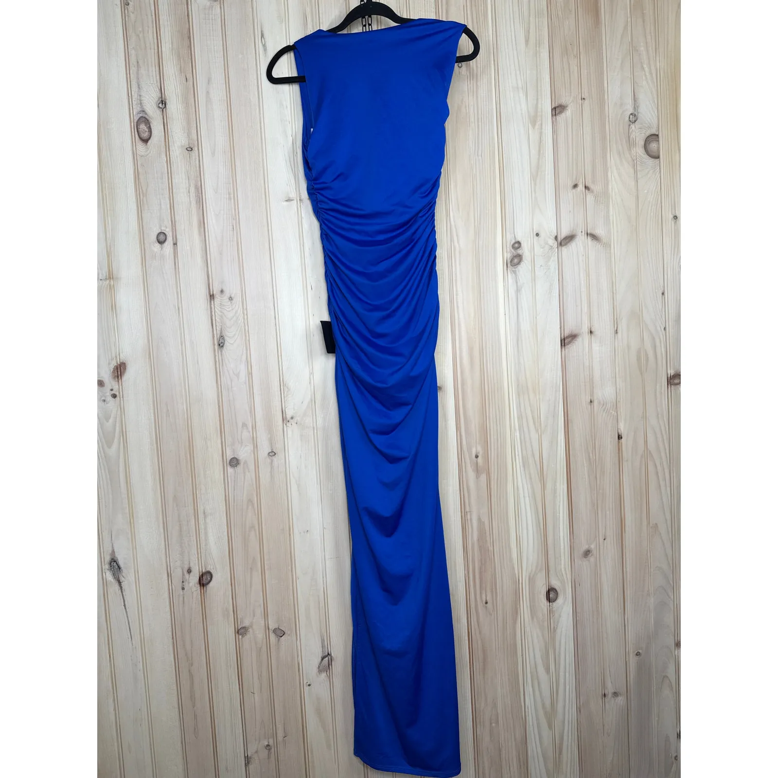 NWT Lulus Enticing Darling Royal Blue Asymmetrical Ruched Maxi Dress Gala Sz XS - Image 5