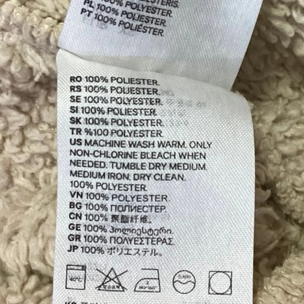 H&M Women's Beige Tan Half Zip Sherpa Fleece Pullover Crop Teddy Sweater Top XS - Image 5