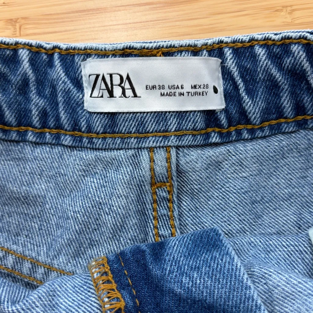 Zara Blue Distressed Jean Shorts - Image 2