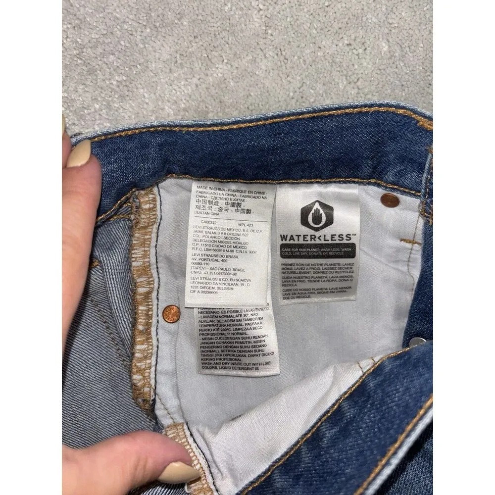 Levi's Premium Denim Button‎ Up Skirt Cut Off Fringe Womens 24 EUC - Image 4