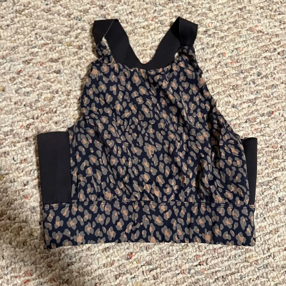 Varley Blue Brown Night Fall Cheetah Sherman Workout Sports Bra Size Small - Image 2