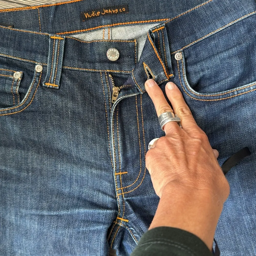 Japanese brand Nudie Jeans Slim Jim Vintage Mens Denim Pants Jeans Size 30 Blue - Image 4