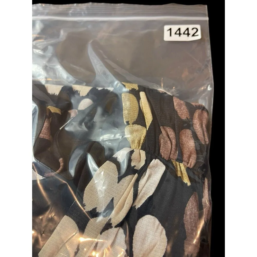 Y2K Soft Lined Mesh Paint Look Design Empire Tie Waist Lettuce Hem Dress 16 Black - Image 15