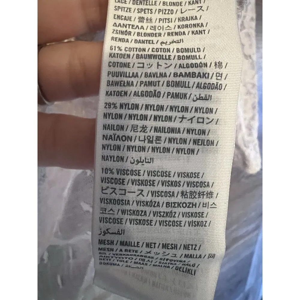 Abercrombie Fitch Vintage Blouse Women’s Sz S Ivory Floral Lace Babydoll Top - Image 7