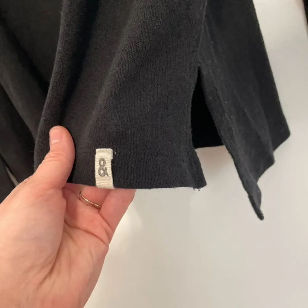 LOU & GREY ANN TAYLOR LOFT Solid Black Drawstring Cowl Neck Pullover Sweatshirt - Image 8