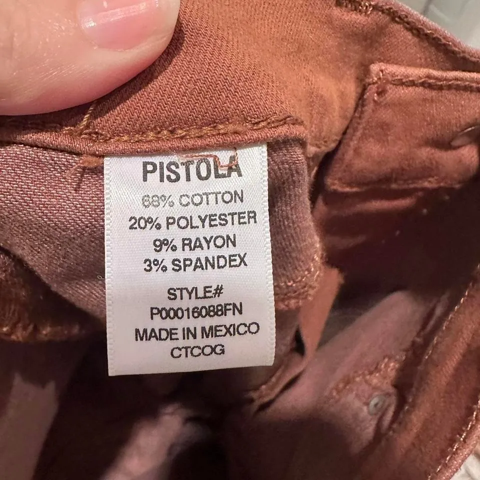 Pistola Lennon High Rise Crop Bootcut Jeans Brown‎ Coated Saddle Size 26 - Image 6