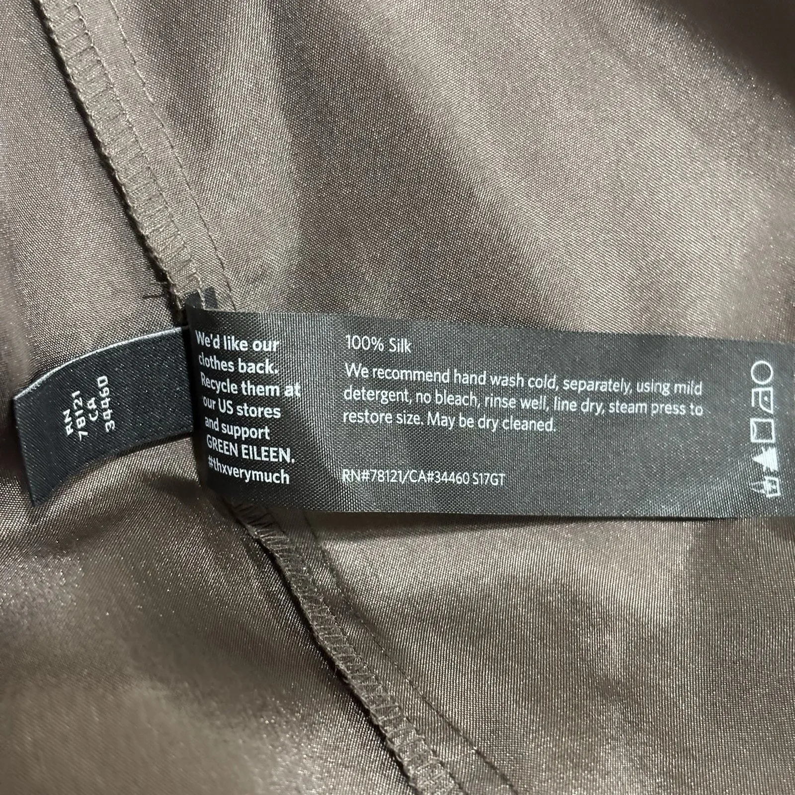 Eileen Fisher Size XL Brown 100% Silk Chiffon 2-Layer Dress Oversized Lagenlook - Image 7