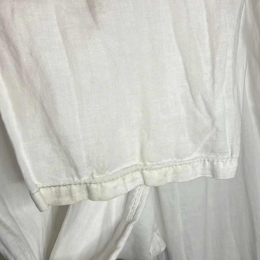 Max Studio Specialty Linen White Wide Leg High Rise Pant Pocket Beach Flowy Vaca - Image 9