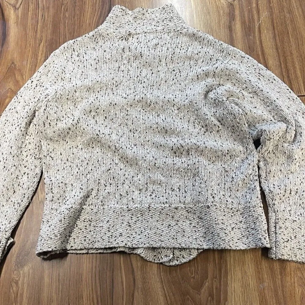 Woolrich Silk Lambs Cable Knit Sweater Women's M Cream Brown Wood Floral Buttons - Image 7