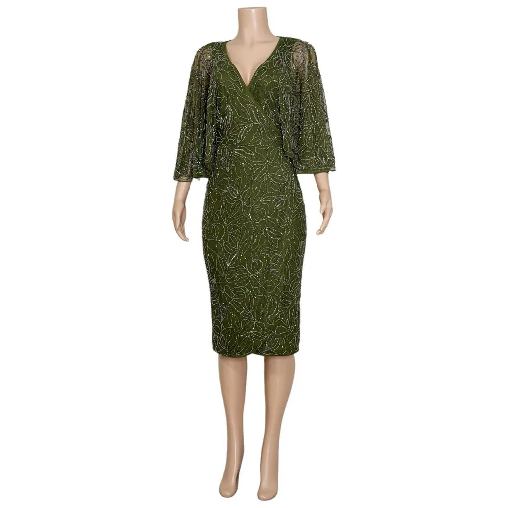 BHLDN Hannon Beaded Dress, Olive, 4 (US) - Image 4