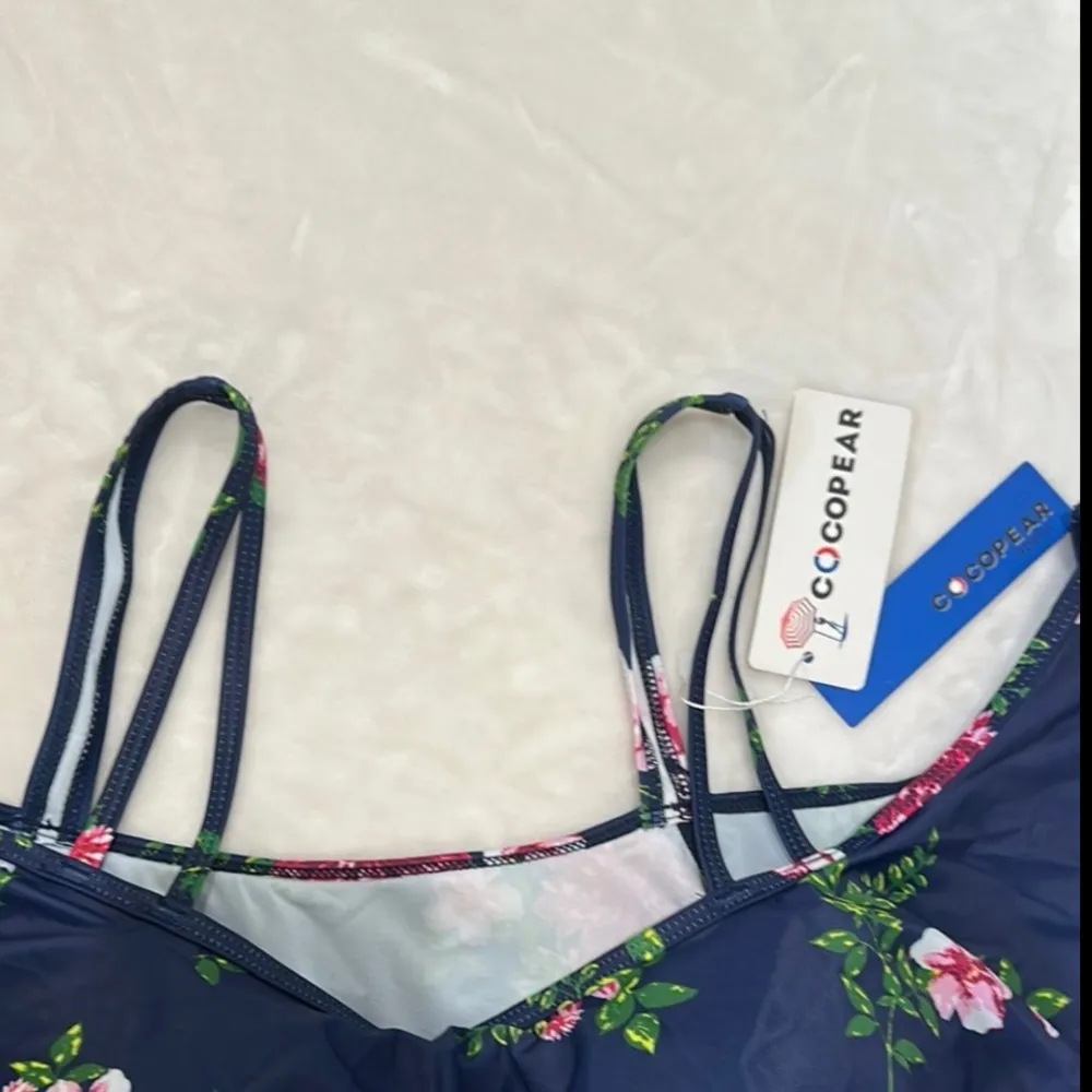 NWT COCOPEAR Women’s One Piece Flounce Swimsuit Off Shoulder Tummy cControl Blue Size XL - Image 6