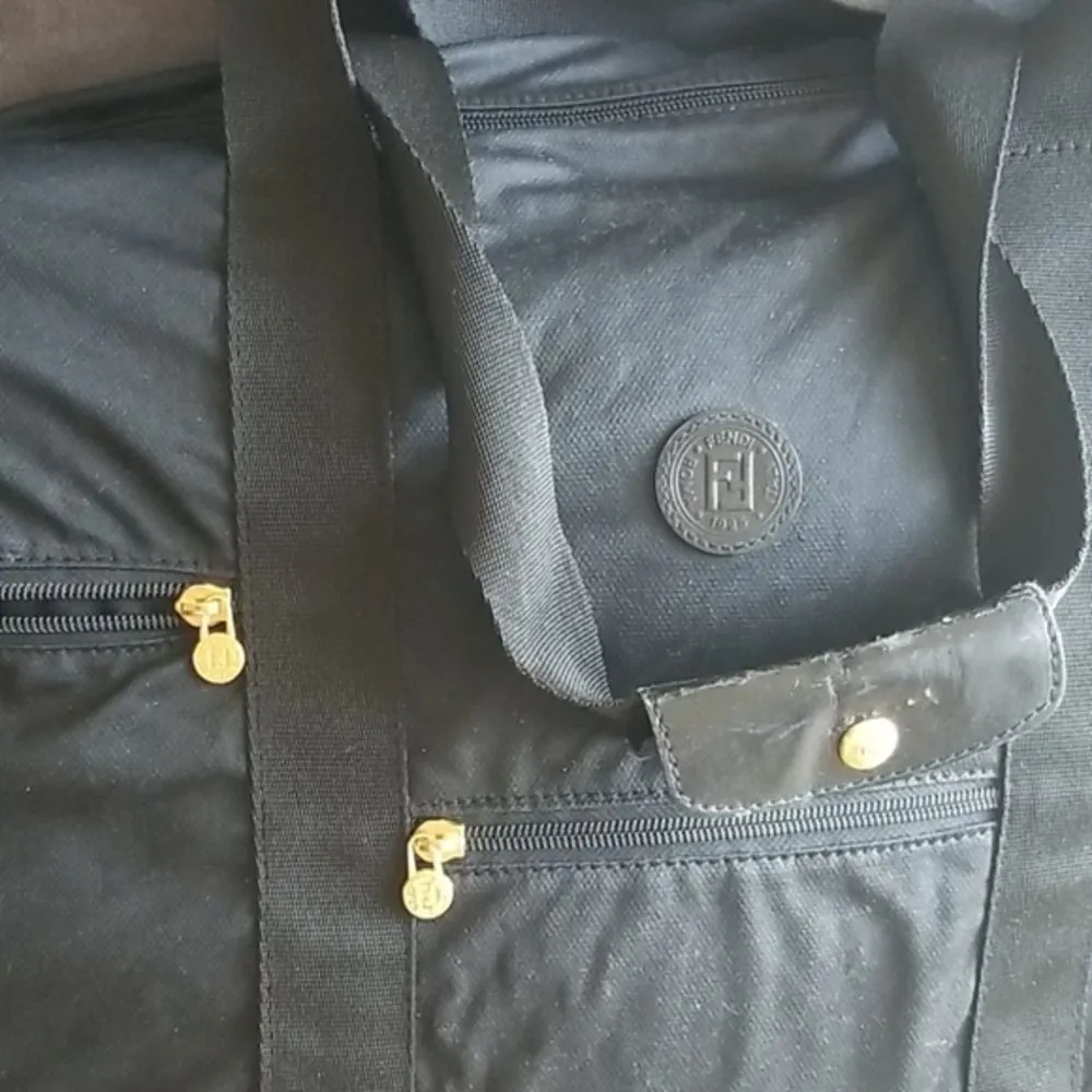 Fendi Black Nylon Weekender Bag Large Travel Tote Duffel Unisex Luggage - Image 5