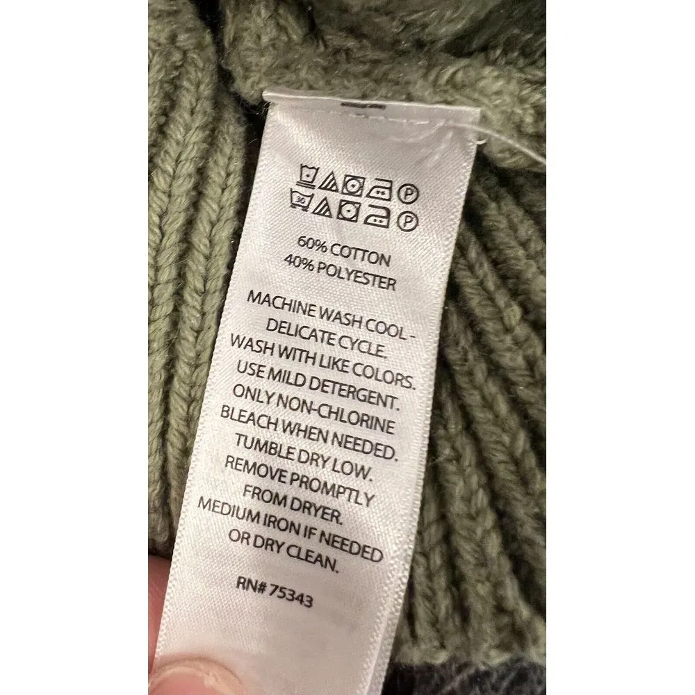 Cupcakes & Cashmere Chunky Cable Knit Brown Cotton Blend Sweater Cardigan Sz L - Image 6