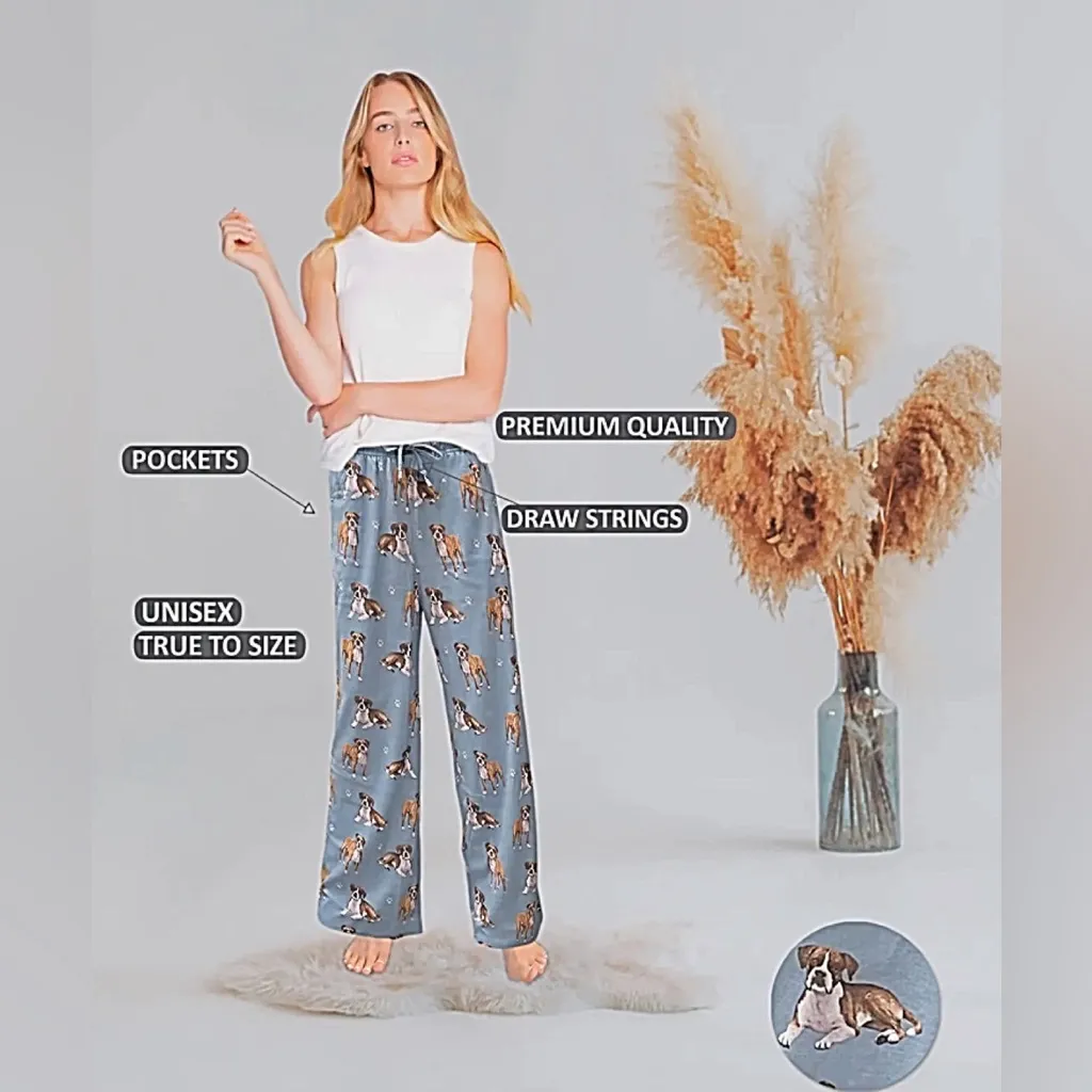 🐾Boxer Dog Adult Unisex Pajama Bottoms – Comfies by E&S PETS🐾 ~Size Large Blue - Image 4