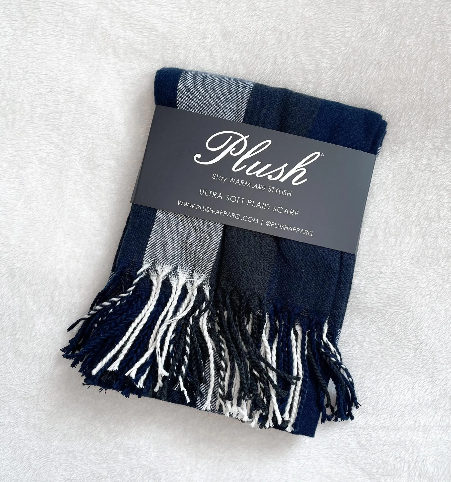 Plush Ultra Soft Fleece Plaid Scarf Gray - Image 8