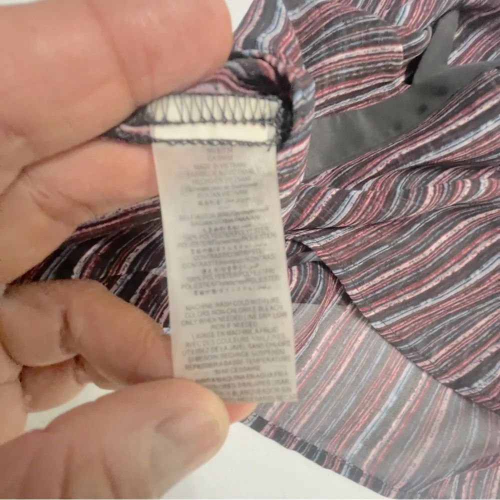 BCBGeneration Ruffle Front Pirate SHEER STRIPED BLOUSE BELL SLEEVES XXS - Image 10