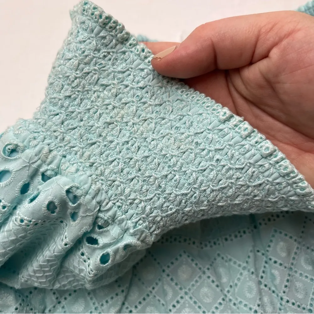 Alice + Olivia Russell High Waisted Eyelet Pant Powder Blue SZ Small NEW *FLAWED - Image 10