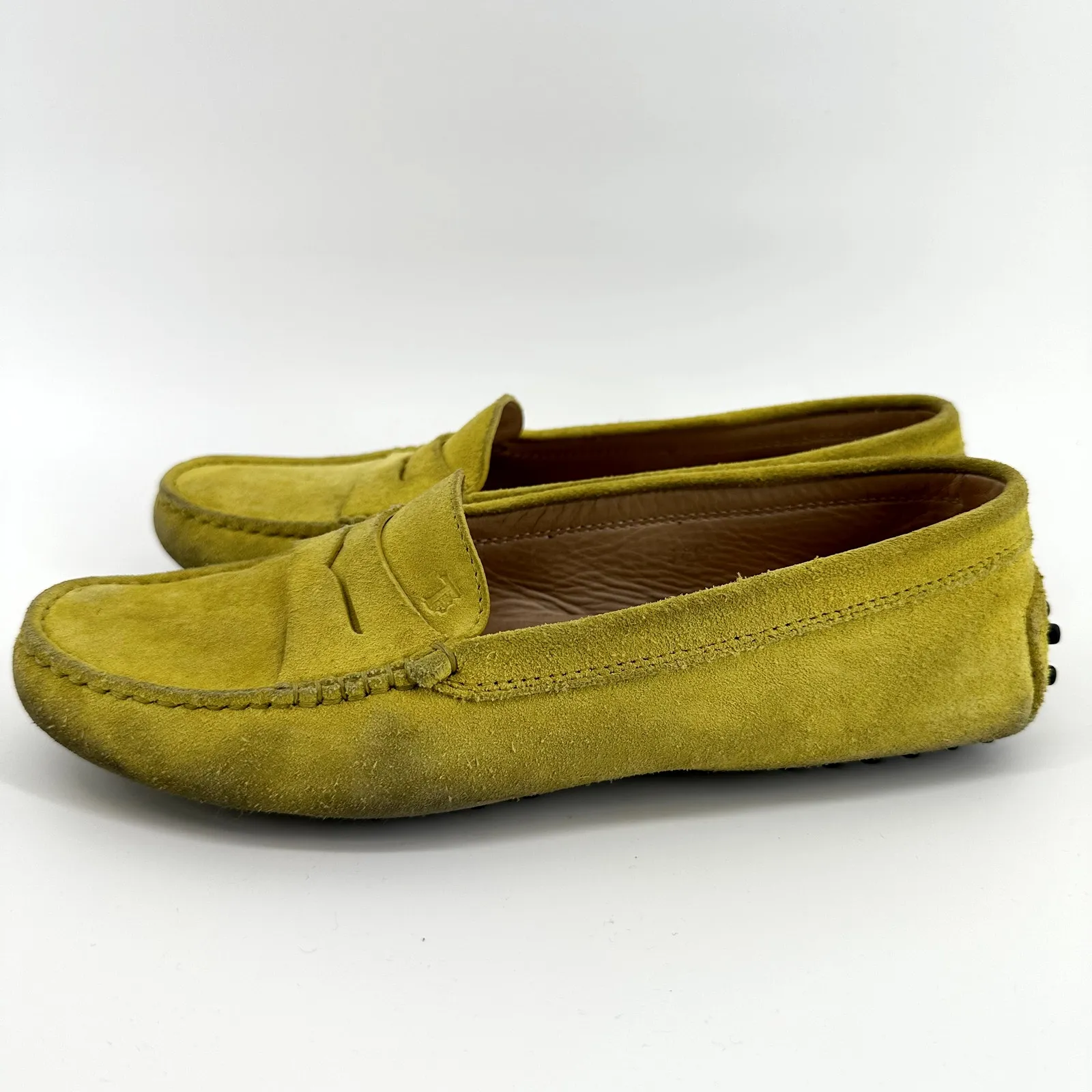 Tod's Gommino Bubble Suede Loafers Slip On Casual Comfort Yellow EU 38.5 US 8 - Image 4