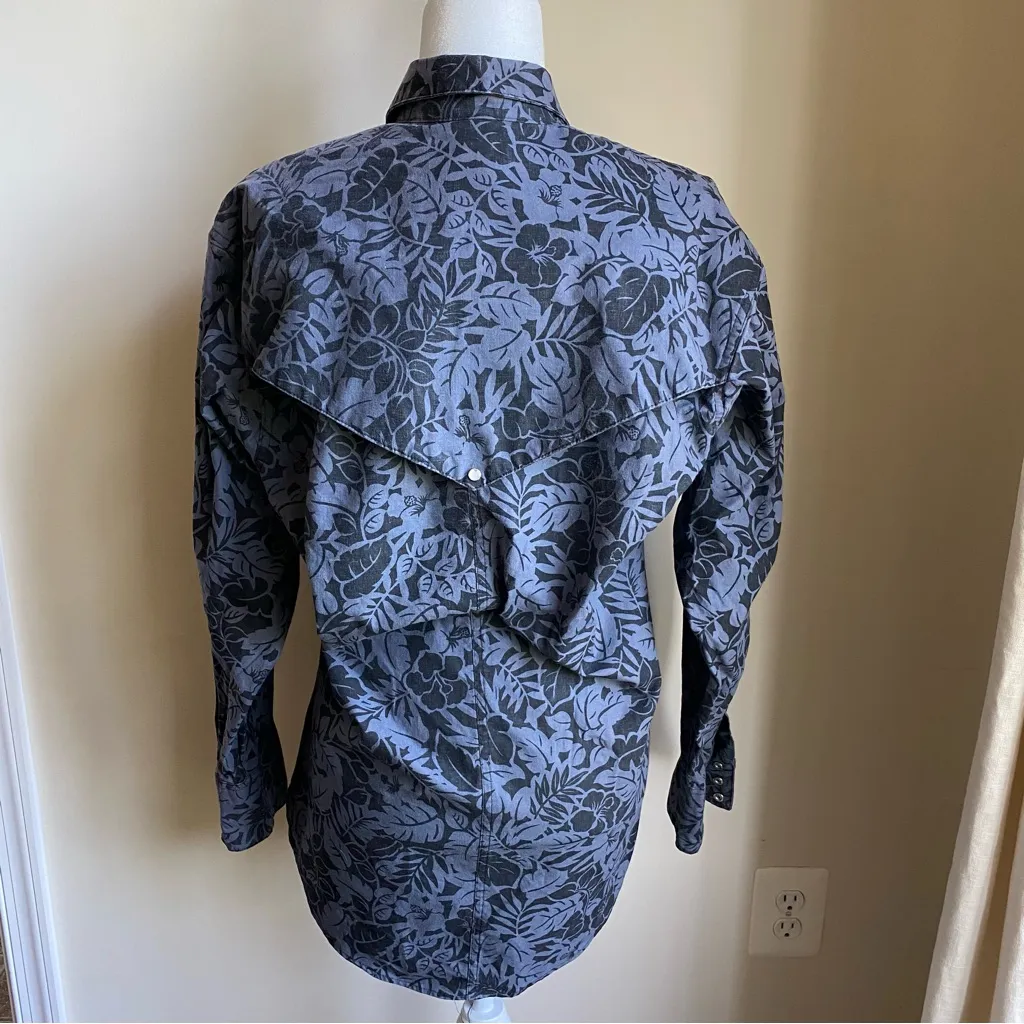 Rockmount Ranch Wear Floral Print Western Shirt Pearl Snap Black - Image 2