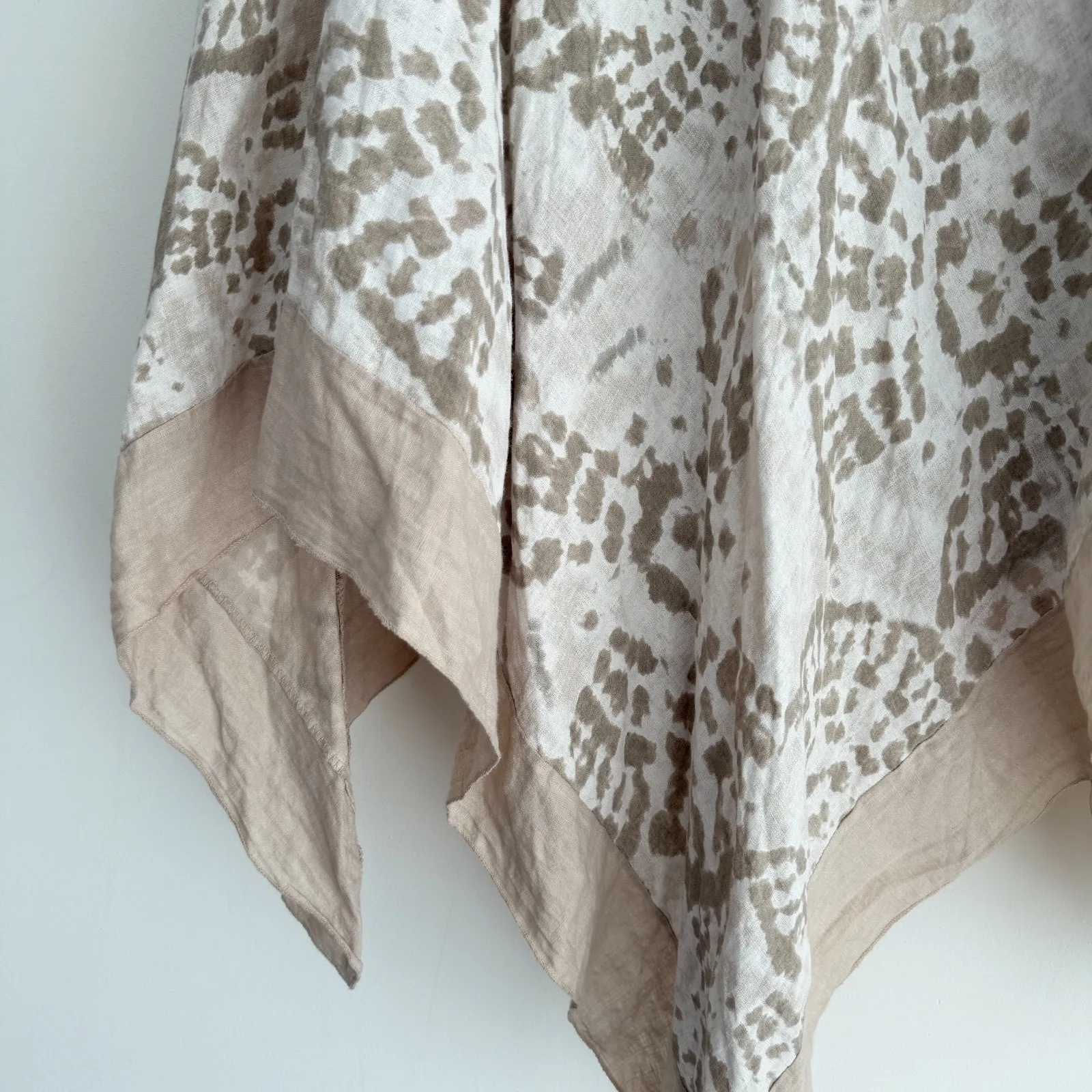 Elena Baldi 100% Linen Poncho Caftan One Size Made In Italy Lagenlook Boho Tan - Image 5