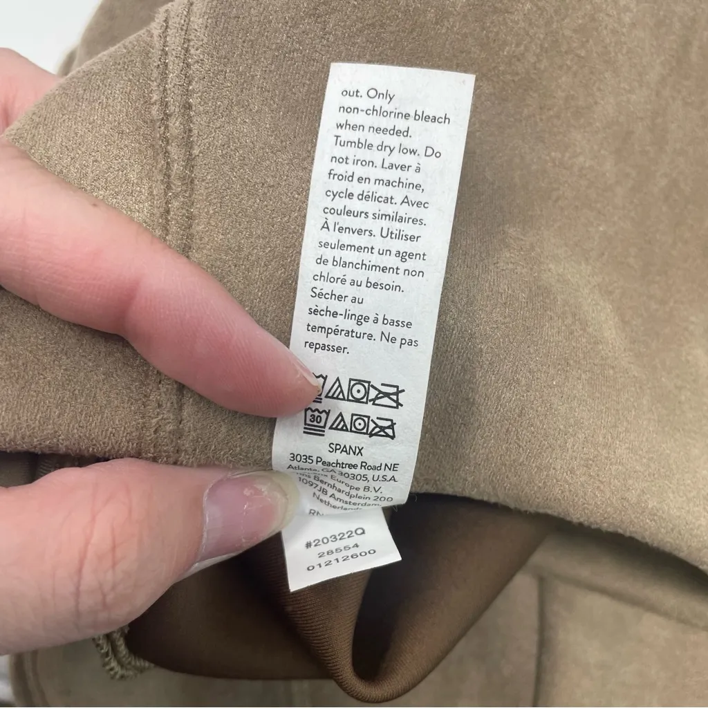 Spanx Faux Suede Camel Pull On Leggings Size XSP - Image 9