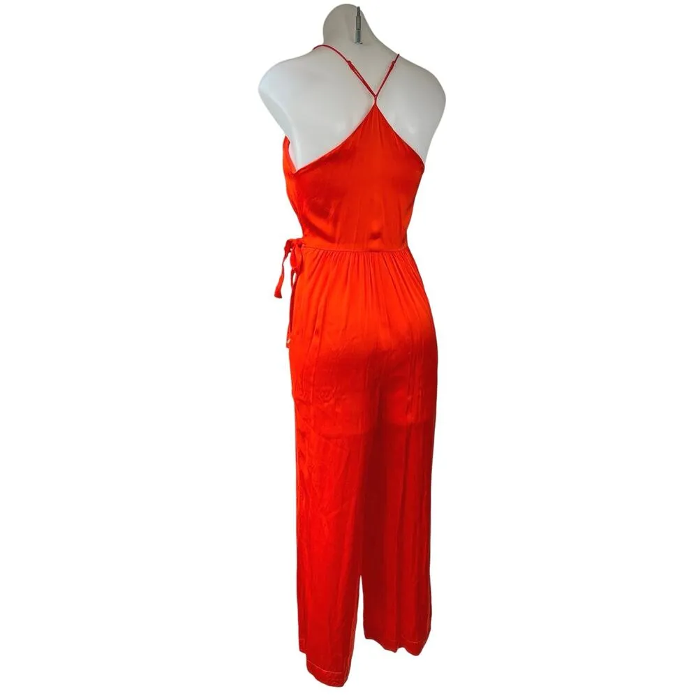 Scotch & Soda Red Silk Satin Spaghetti Cami Camisole Wrap Romper Jumpsuit Sz XS - Image 3