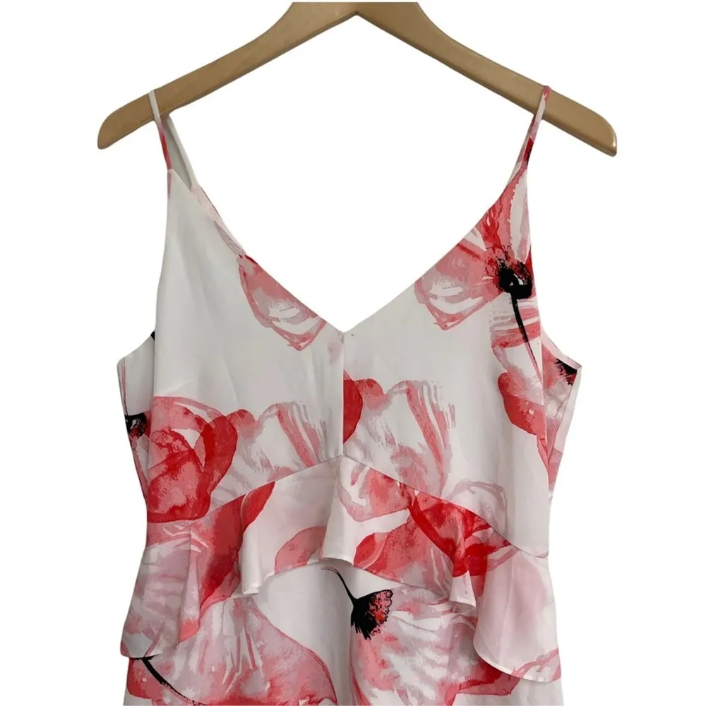 H By Halston Dress Floral Hi Low Pink Black White Wedding Bridal Prom Medium - Image 6