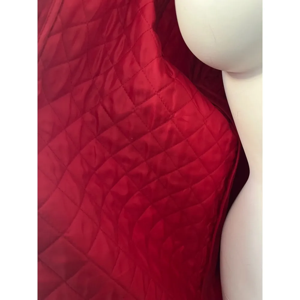 Vintage Talbots petites stretch quilted snap button lipstick red jacket Medium - Image 9