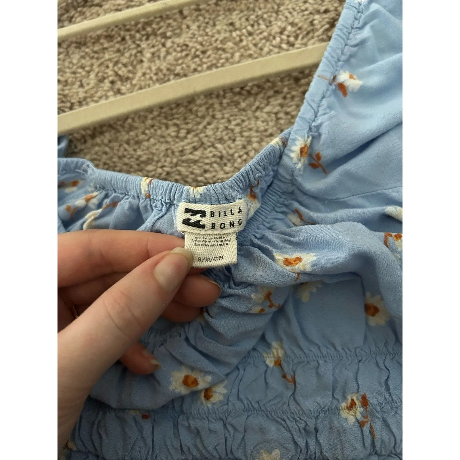 Billabong Blue Wildflower Mini Dress Size Small Lightweight Cute Flouncy Girly - Image 8