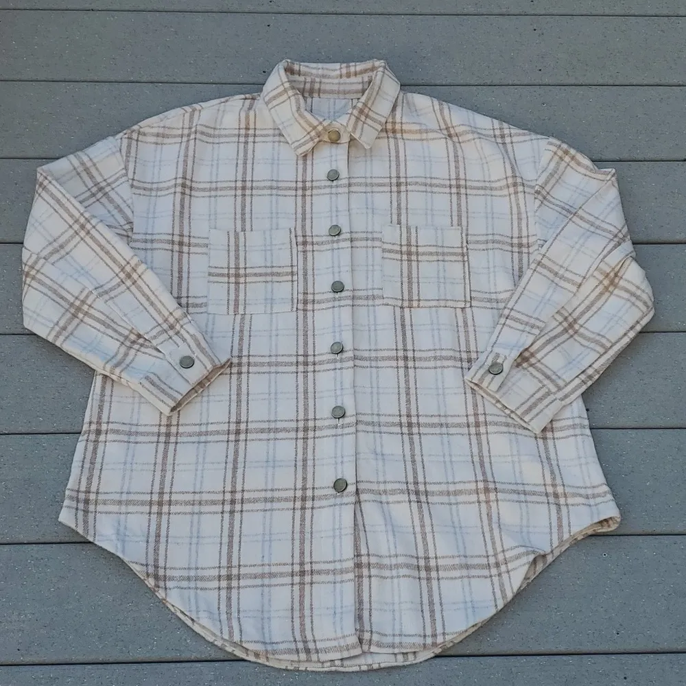 Plaid Flannel Shacket | Plaid Flannel Shirt Jacket Size L - Image 5