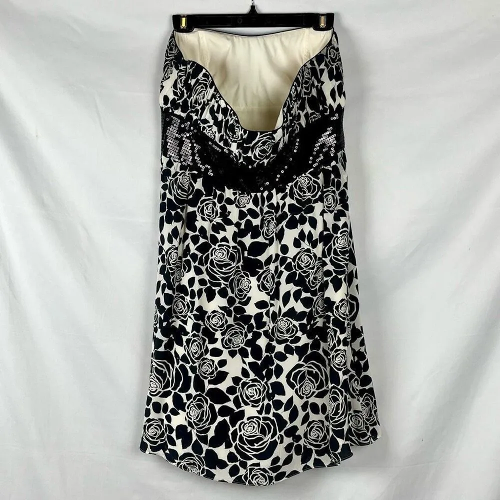 White House Black Market Silk Floral Sequined Sleeveless Mini Dress 12 - Image 3