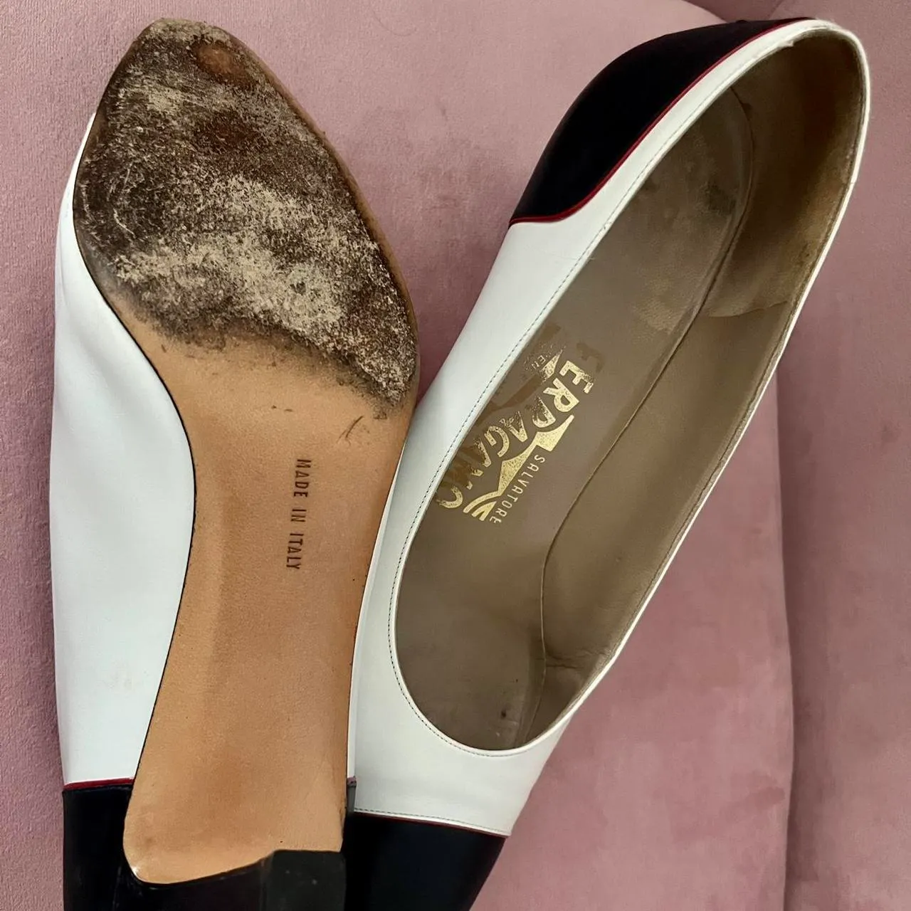 WhiteNavy Calf Leather Pumps - Image 3