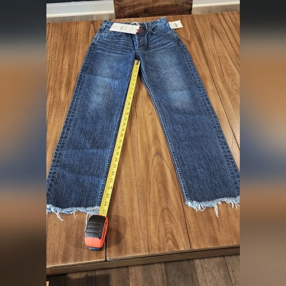 Moussy Vintage MV Capac Wide Straight Cropped high rise Jean 24 blue cotton nwt - Image 14