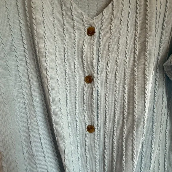 Weatherproof Vintage Button Down Tie‎ Front Top Cable Knit Shirt L Blue Size L - Image 3