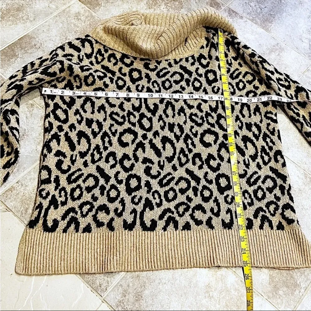 Rachel Zoe 🆕  leopard cowl neck long sleeve pullover soft sweater black t… - Image 4