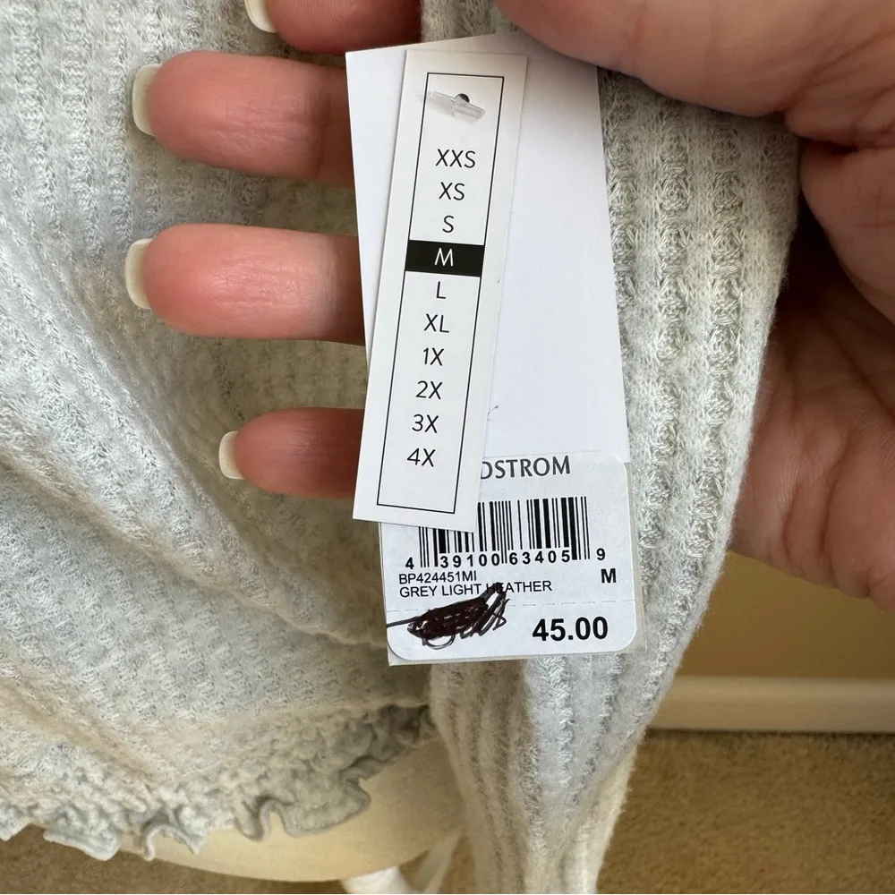 BP NWT . Cable Knit Pullover Hoodie in Light Gray Heather - Image 4