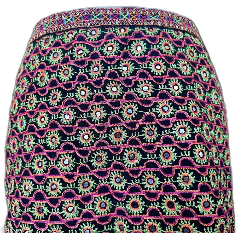 GRYPHON New York Black Floral Neon Silk Mini Skirt Pink Size XS - Image 4