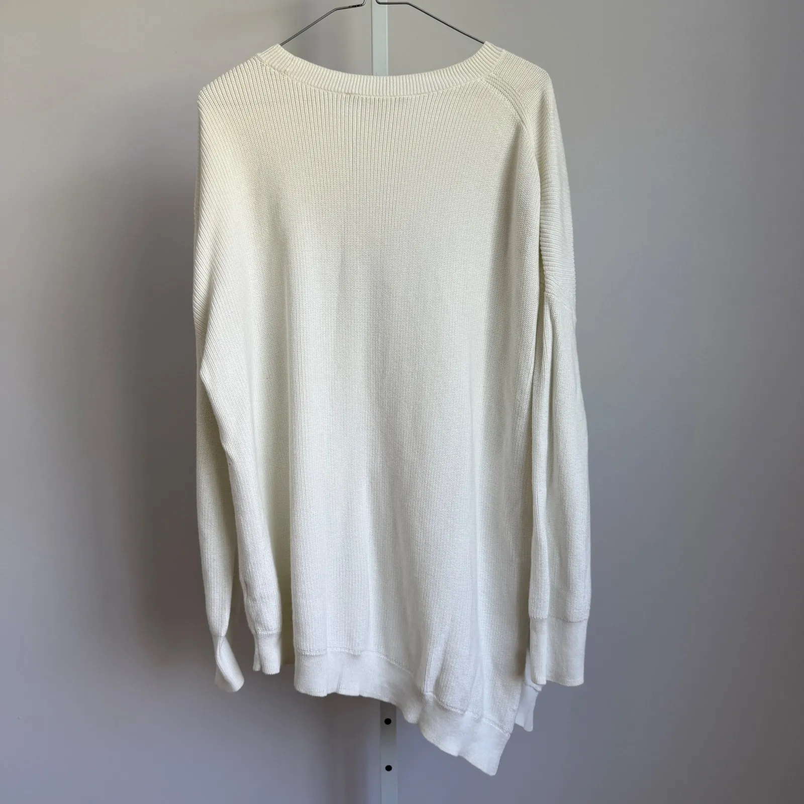 Athleta XL Ivory‎ Knit Sweater Long Sleeve Asymmetrical Hem Pullover Top - Image 6