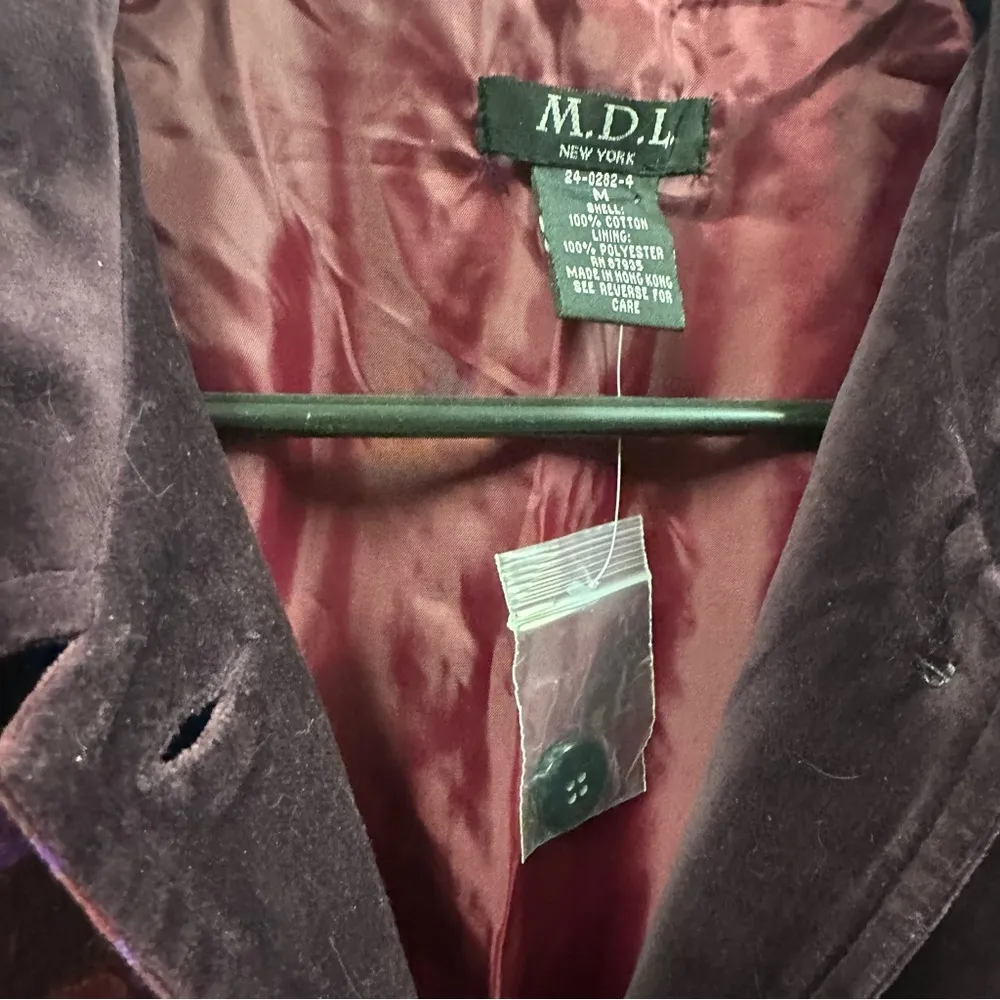 Vintage MDL New York Velvet Cotton Patchwork Embroidered Button Up Jacket M Red Size M - Image 7