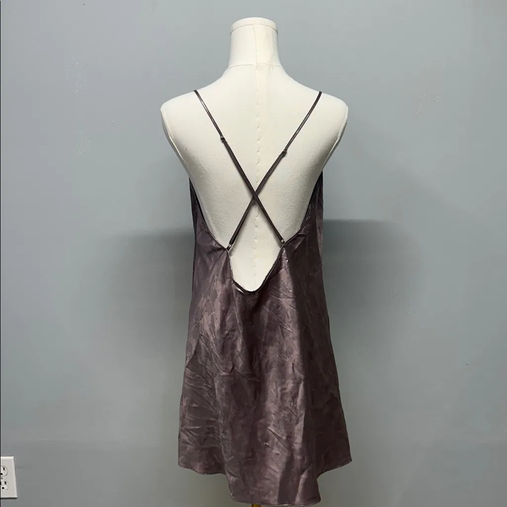 Victoria’s Secret Nightgown Chemise Silk Satin Lingerie Purple Cheetah Print NWT - Image 2