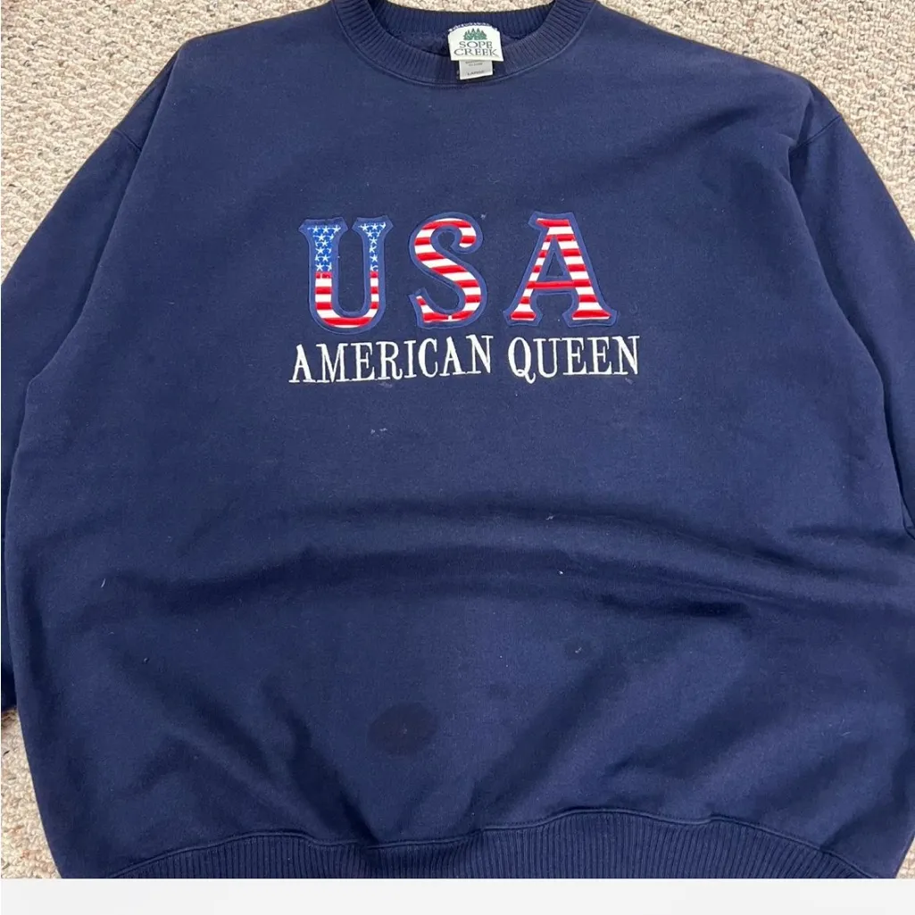 Navy USA American Queen Sweatshirt large Blue - Image 2