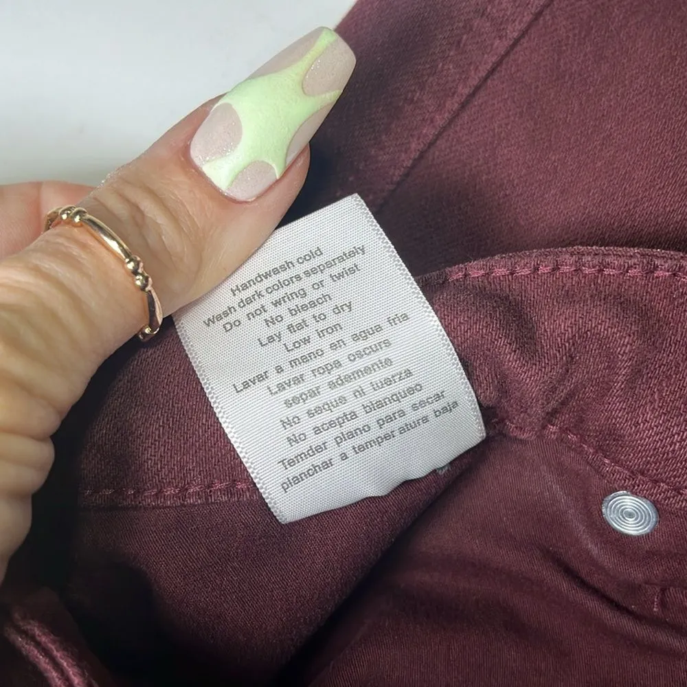 Judy Blue Sign Me Up Tummy Control Wide Leg‎ Cropped Jeans Garment Dyed Maroon - Image 6