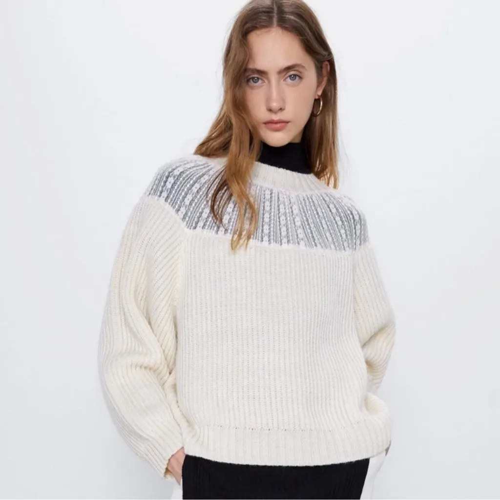 Zara Elegant Cream Women's Sweater - Image 3