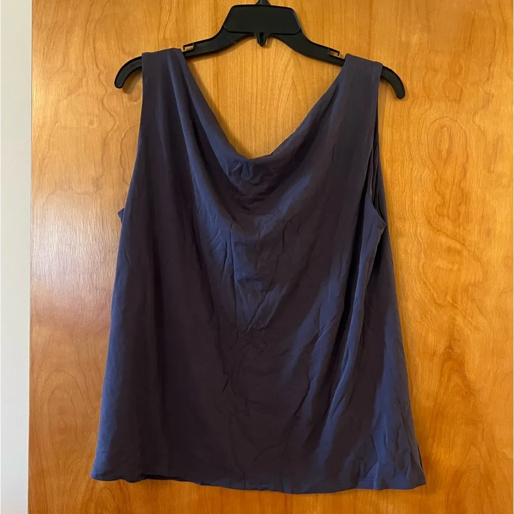 Eileen Fisher Stretch Silk Jersey Top Tank Shirt Lined Twilight Blue NWT Large - Image 12