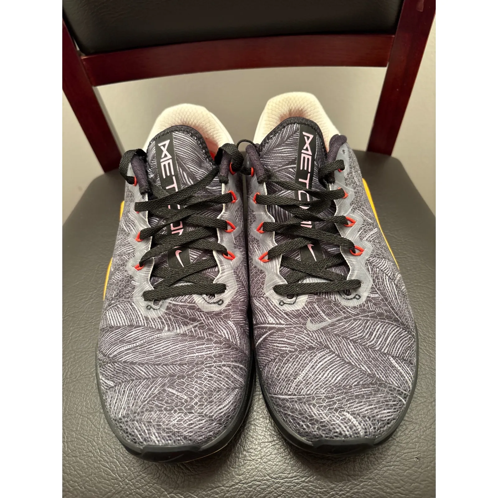 Nike Metcon 6 Women's Training Shoes Black White Orange Yellow Size 9 - Image 2