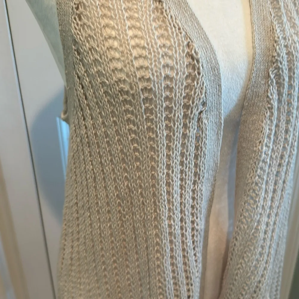 Old Navy Large Oatmeal Boho Linen Blend Knit Open Front Vest/Cover Up - Image 3