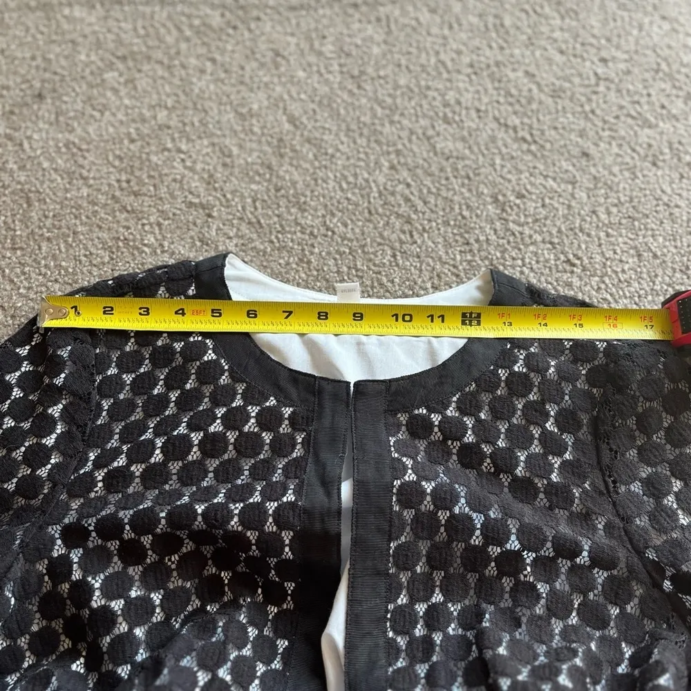 Vintage Charter Club Women’s Black White Spotted Knitted 3/4 Sleeve Blazer Top M - Image 11