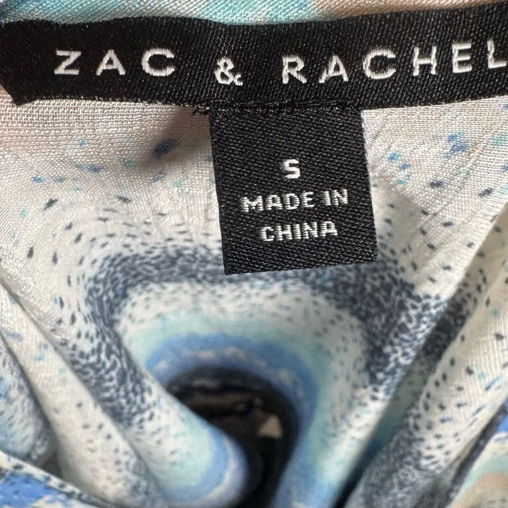 Zac & Rachel soft colors abstract print bell sleeve top size small - Image 6